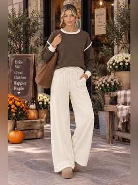 Zenana Espresso Brown French Terry Cotton Long Sleeve Pullover Top